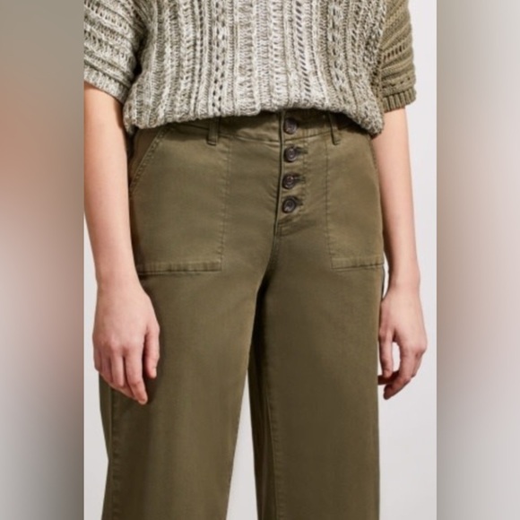 TRIBAL Audrey Hugging Button Fly Wide Leg Pant Olive Khaki Sz 16 NWT - Picture 15 of 15
